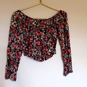 Divided Floral Crop Top